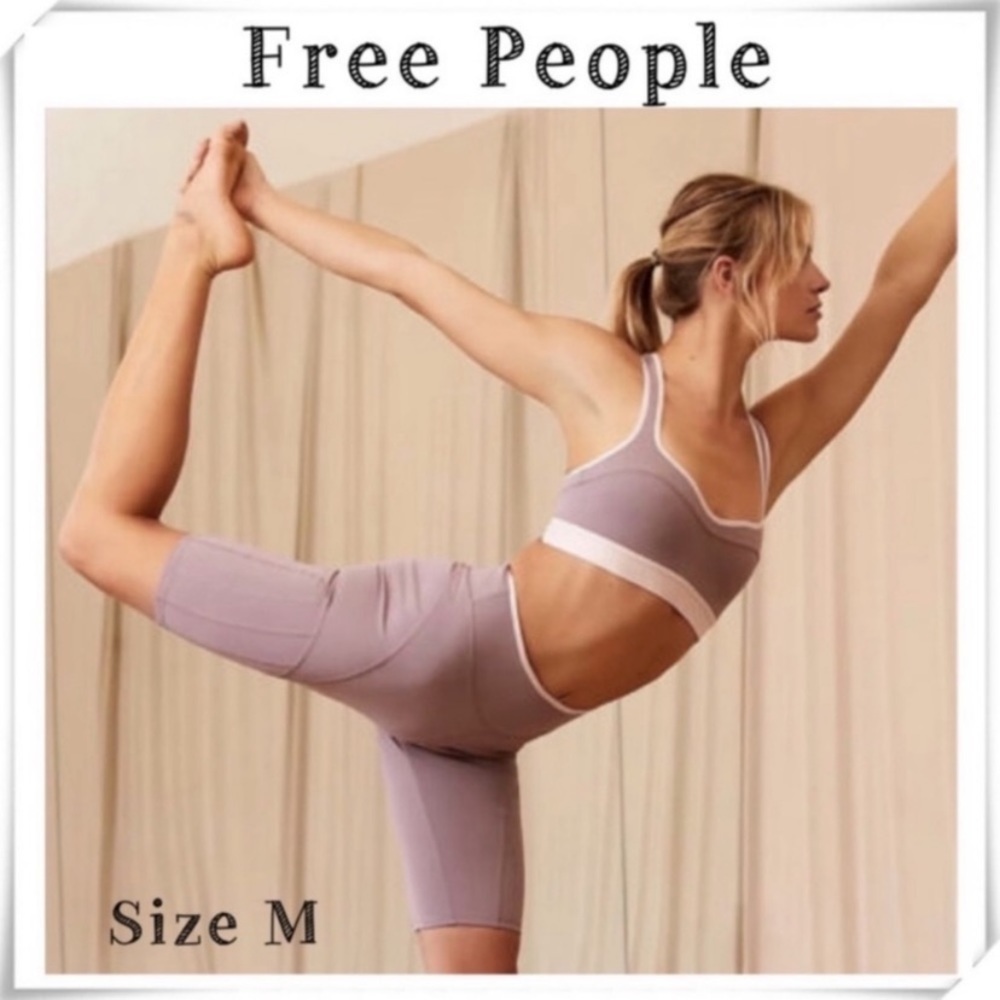 Free people movement step up Bra & Biker shorts Jumpsuit Purple Raspberry Size M
